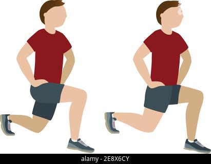 Man doing 90 degree turning lunge or rotation lunges exercise. 33259268  Vector Art at Vecteezy