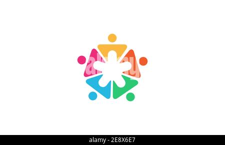 pentagon group colorful modern logo symbol icon vector graphic design illustration Stock Vector