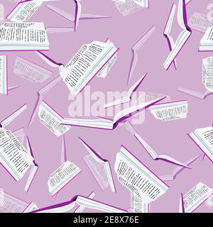 Seamless pattern with books. Back to school. Book colorful background. Flat illustration. Bookcrossing. Design for banner, flyer, textile, fabric Stock Vector