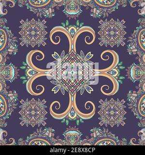 Abstract oriental Vector ethnic ornaments, colorful seamless pattern Stock Vector