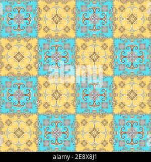 Abstract oriental Vector ethnic ornaments, colorful seamless pattern Stock Vector