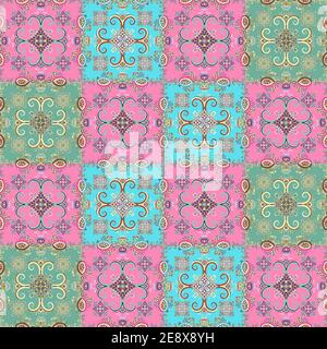 Abstract oriental Vector ethnic ornaments, colorful seamless pattern Stock Vector
