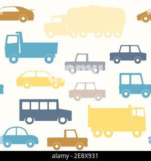 Seamless pattern with cars and trucks Stock Vector
