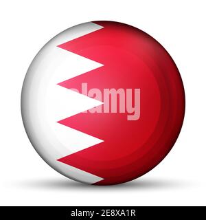 Glass light ball with flag of Bahrain. Round sphere, template icon ...