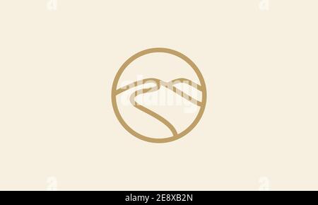 desert with sunset circle colorful logo symbol icon vector graphic design illustration Stock Vector