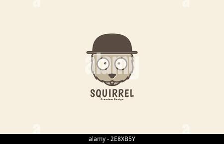 squirrel head with hat logo symbol icon vector graphic design illustration Stock Vector