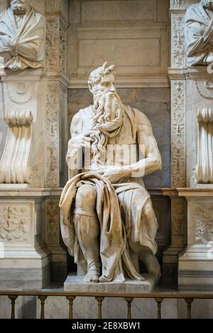 Moses Rome Michelangelo's Moses sculpture in the church of San Pietro in Vincoli ...
