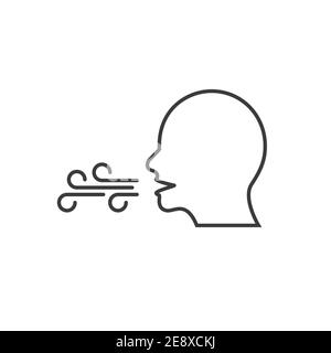 Breath line vector icon. Mouth cough health flue symbol Stock Vector