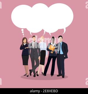 Vector illustration of teamwork. Board of Directors Meeting Business Team Chat Bubble Puzzle Pieces Stock Vector
