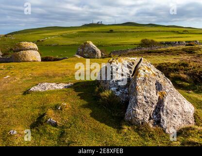 Landscape with limestone rocks near the summit of the Great Orme a headland adjacent to Llandudno in Conwy North Wales UK Stock Photo