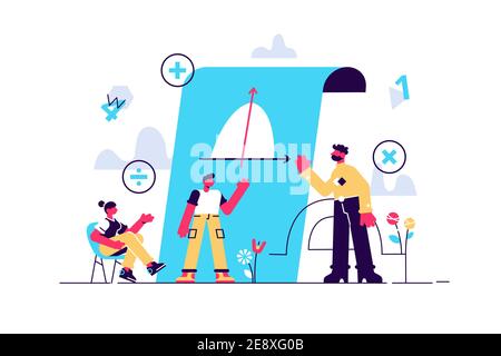 Math course concept. Learning mathematics, idea of education and knowledge Stock Vector