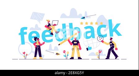Feedback concept illustration. Idea of reviews and advices. Flat style vector Stock Vector