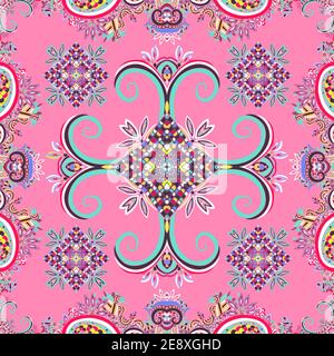 Abstract oriental Vector ethnic ornaments, colorful seamless pattern Stock Vector