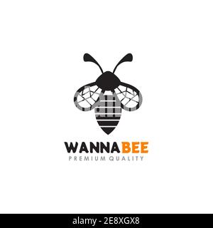 Single black bee logo icon design vector template Stock Vector