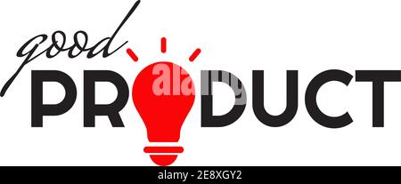Good product text logo incorporated with red lamp  design template Stock Vector