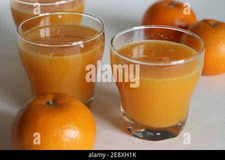 Homemade pure Malta orange juice. Malta is citrus fruit grown in India ...