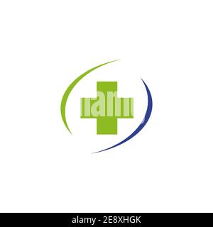 Medical and health care logo design with cross icon vector template Stock Vector