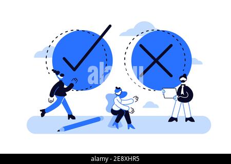 Tick and Cross sign. vote, election choice, check marks, Vector Stock Vector