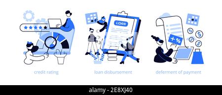 Bank service abstract concept vector illustration set. Credit rating Stock Vector