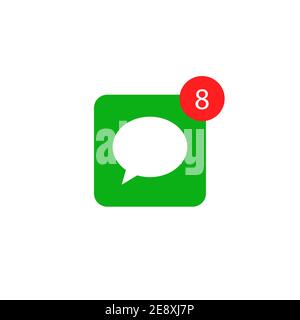 Message notification alert icon. Bell mobile bubble new message symbol Stock Vector