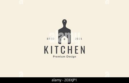 cutting board with home kitchen logo symbol icon vector graphic design illustration Stock Vector