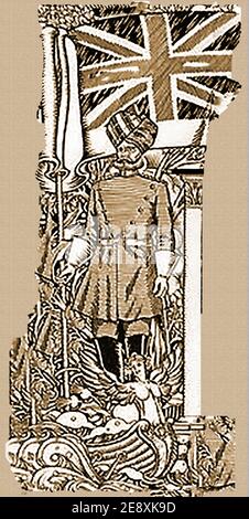 An old illustration showing an Indian army officer at the time of the British Raj. The rule of India by the British Crown on the Indian subcontinent  lasted from 1858 to 1947 and was also known as Crown Rule or Direct Rule. Stock Photo