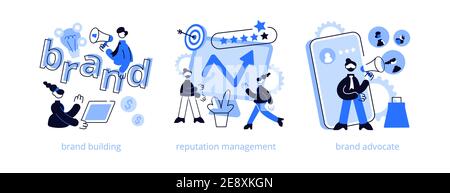 Trademark public relations abstract concept vector illustration set Stock Vector