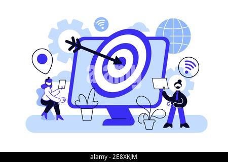 Concumers with devices get targeted ads and messages. Multi device targeting Stock Vector