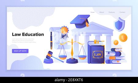 Concept of law, jurisprudence, legal learning Stock Vector