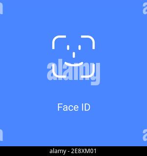 Face ID facial recognition user verification. Phone face scan biometric concept Stock Vector