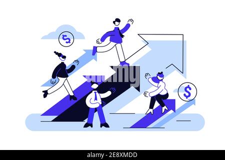 Concept career growth. Business vision. Career, start up, take-off on the career Stock Vector
