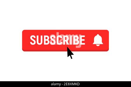 Subscription element logo bell. Subscribe now button, channel register today member icon. Stock Vector
