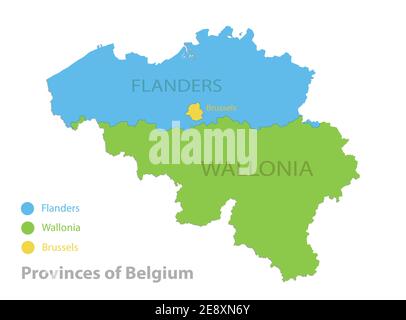 Belgium map, Provinces of Belgium, color map isolated on white background vector Stock Vector