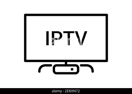 IPTV vector line icon. IP TV video channel box concept icon. Stock Vector