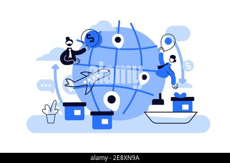 Globalisation flat vector illustration, people around the globe connection concept. Stock Vector