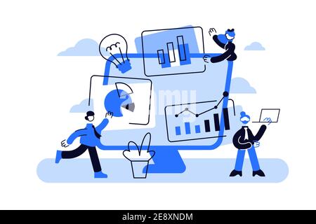 Market statistics analysis, marketing strategy development. Business research Stock Vector