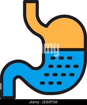 Stomach, human organ flat color line icon. Isolated on white background Stock Vector