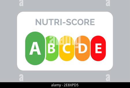 Nutrition label facts health score. Food info nutriscore label facts packaging sign Stock Vector