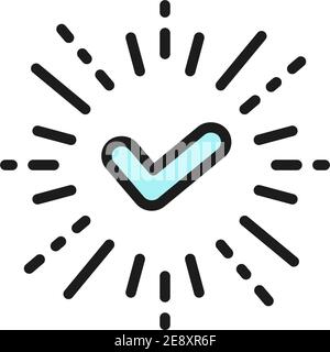 Checkmark, yes, tick, verified, approved flat color line icon. Stock Vector