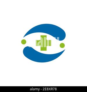 Medical and health care logo design with cross icon vector template Stock Vector