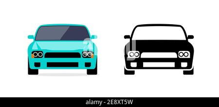 Car front view vector flat icon. Car parking cartoon front design shape Stock Vector