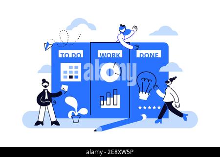 Workflow organization. Office work and time management. Stock Vector