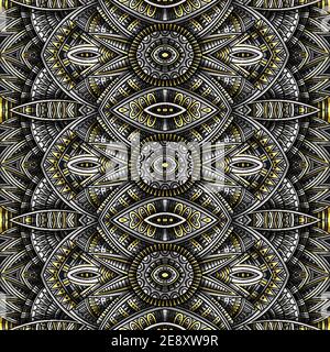 Abstract ethnic vintage yellow and grey background. Stock Vector