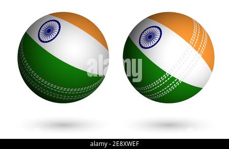 cricket ball in realistic style in colors of flag of india. Summer team sports. 3d vector on white background Stock Vector