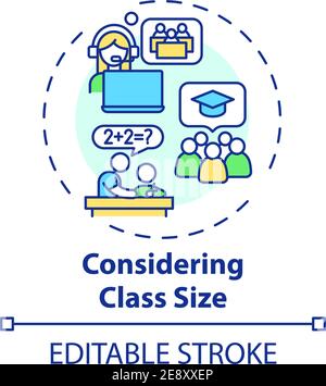 Considering class size concept icon Stock Vector
