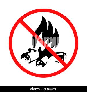 Sign prohibition to burn a fire in the forest. Fire hazard warning. Vector isolated illustration on white background. Stock Vector