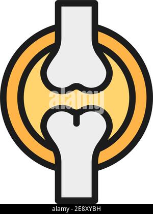 Knee joint, bones flat color line icon. Isolated on white background Stock Vector