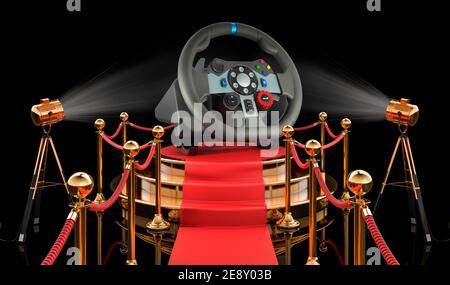3d rendering black steering wheel isolated on white Stock Photo - Alamy