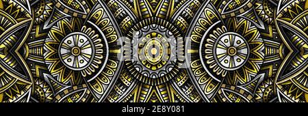 Abstract ethnic vintage yellow and grey background. Stock Vector