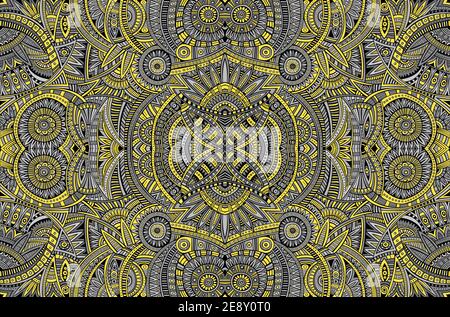 Abstract ethnic vintage yellow and grey background. Stock Vector
